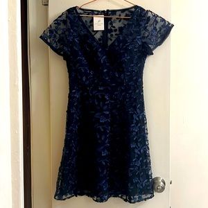 Adrianna Papell floral dress in navy blue